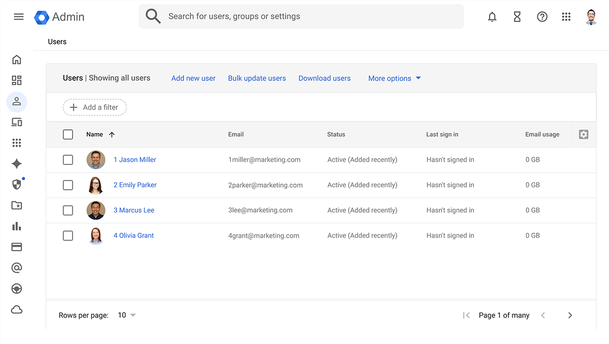 Administrador do 3CX no Google