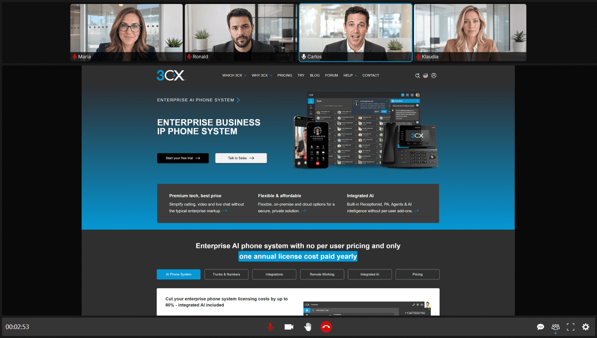 Apresentação sobre conferências do 3CX