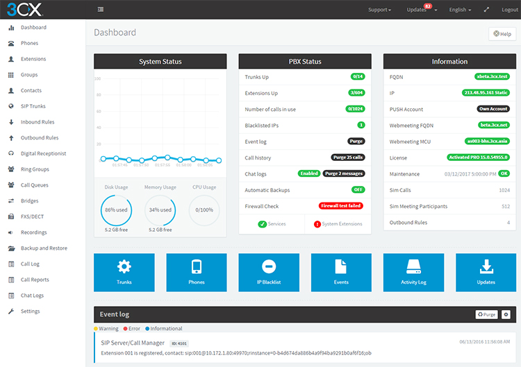 Free PBX. 3CX V15 ALPHA is available for you to try today