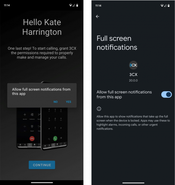 Ativando Permissão de Notificações do Aplicativo 3CX Android 14 Beta 3 Ativando Permissão de Notificações do Aplicativo 3CX Android 14 Beta 3