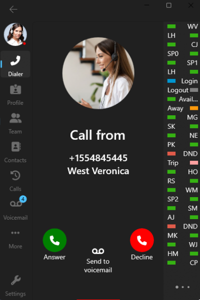Tela de chamada com BLF no Windows Softphone Beta 3 Tela de chamada com BLF no Windows Softphone Beta 3