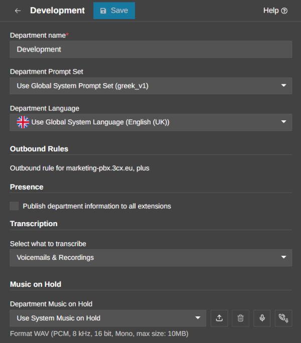 Configurar a Música de Espera do Departamento Configurar a Música de Espera do Departamento