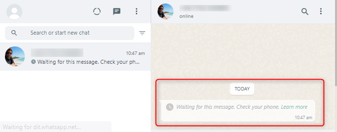 Mensagens do WhatsApp não entregues